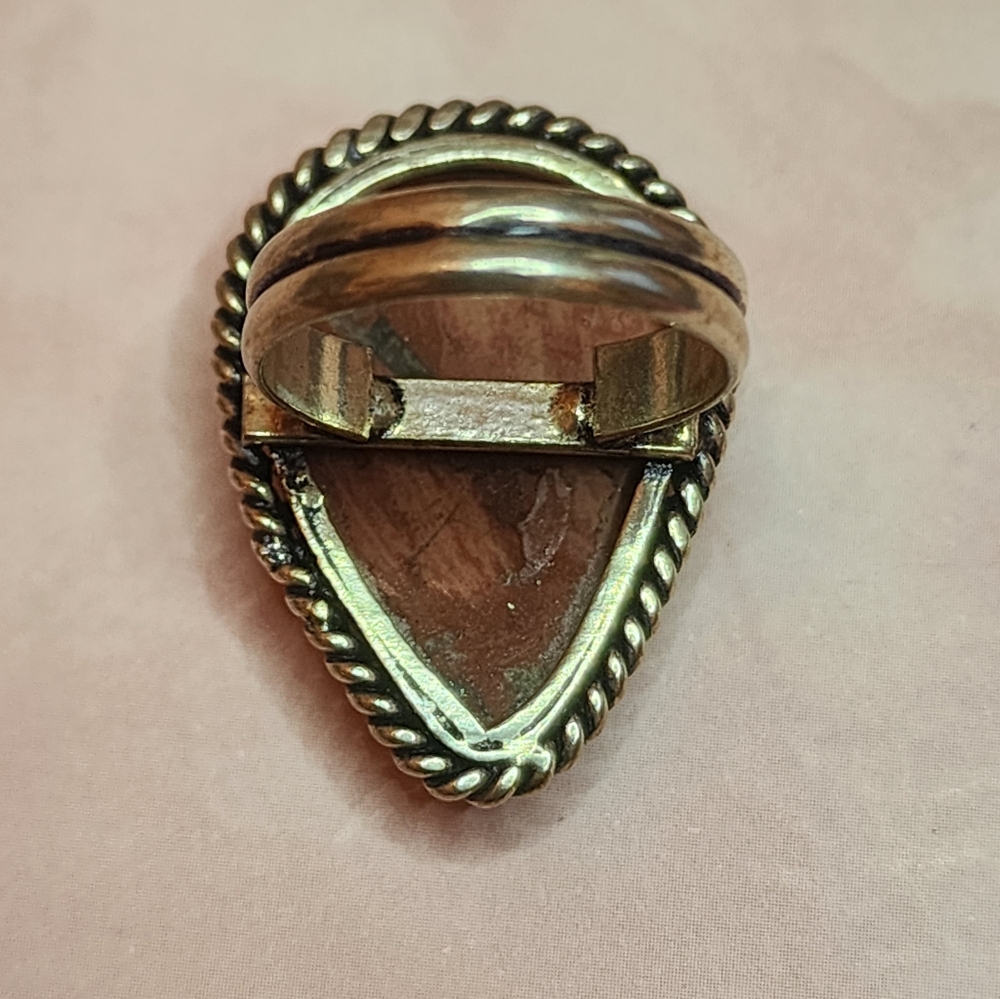 Vintage Red Jasper and Sterling Silver Ring - Picture 3 of 4